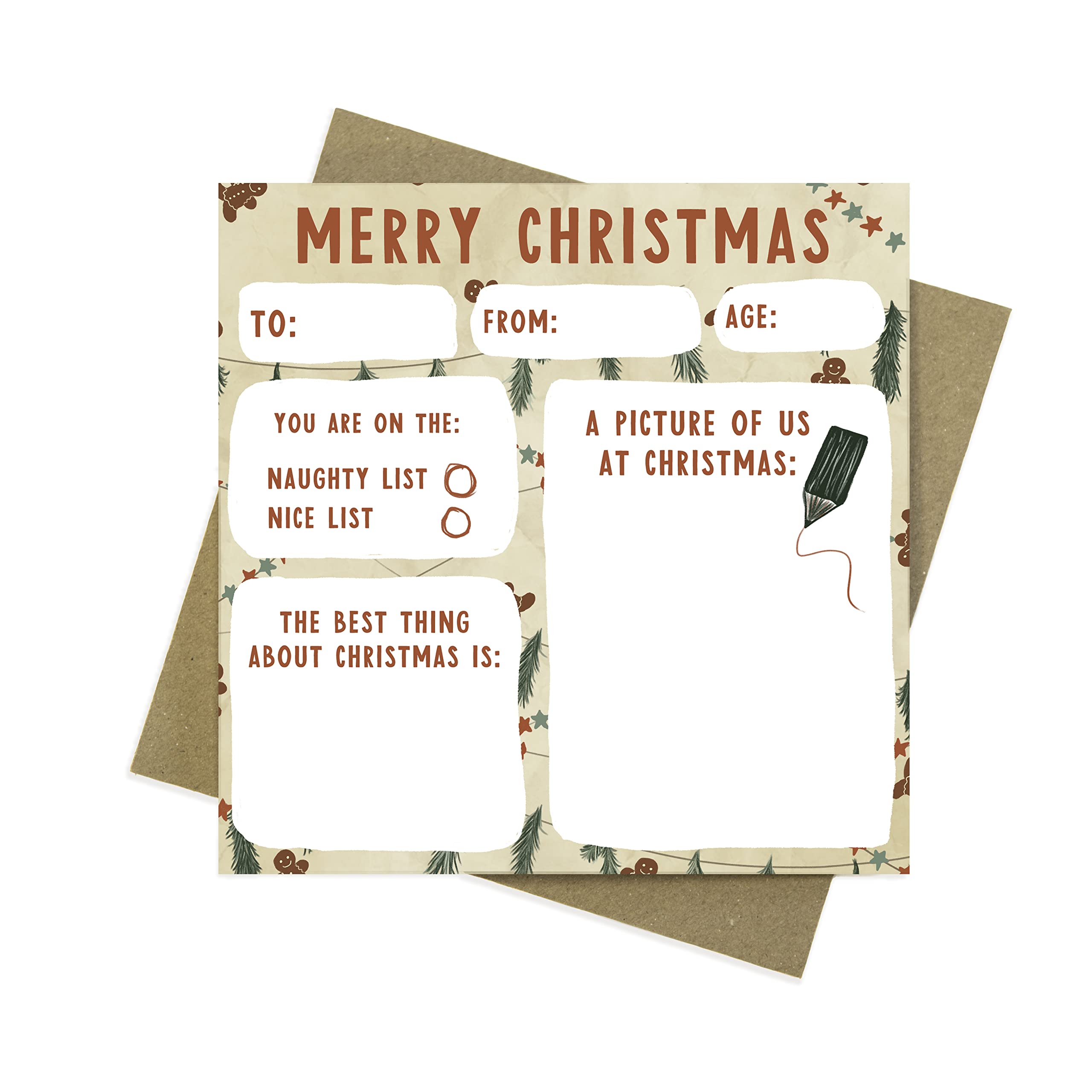 Fill in the blank christmas card for Mummy Daddy Nanny Grandparents Auntie or Uncle | Christmas crafts for kids | christmas craft colour in christmas cards (Beige)