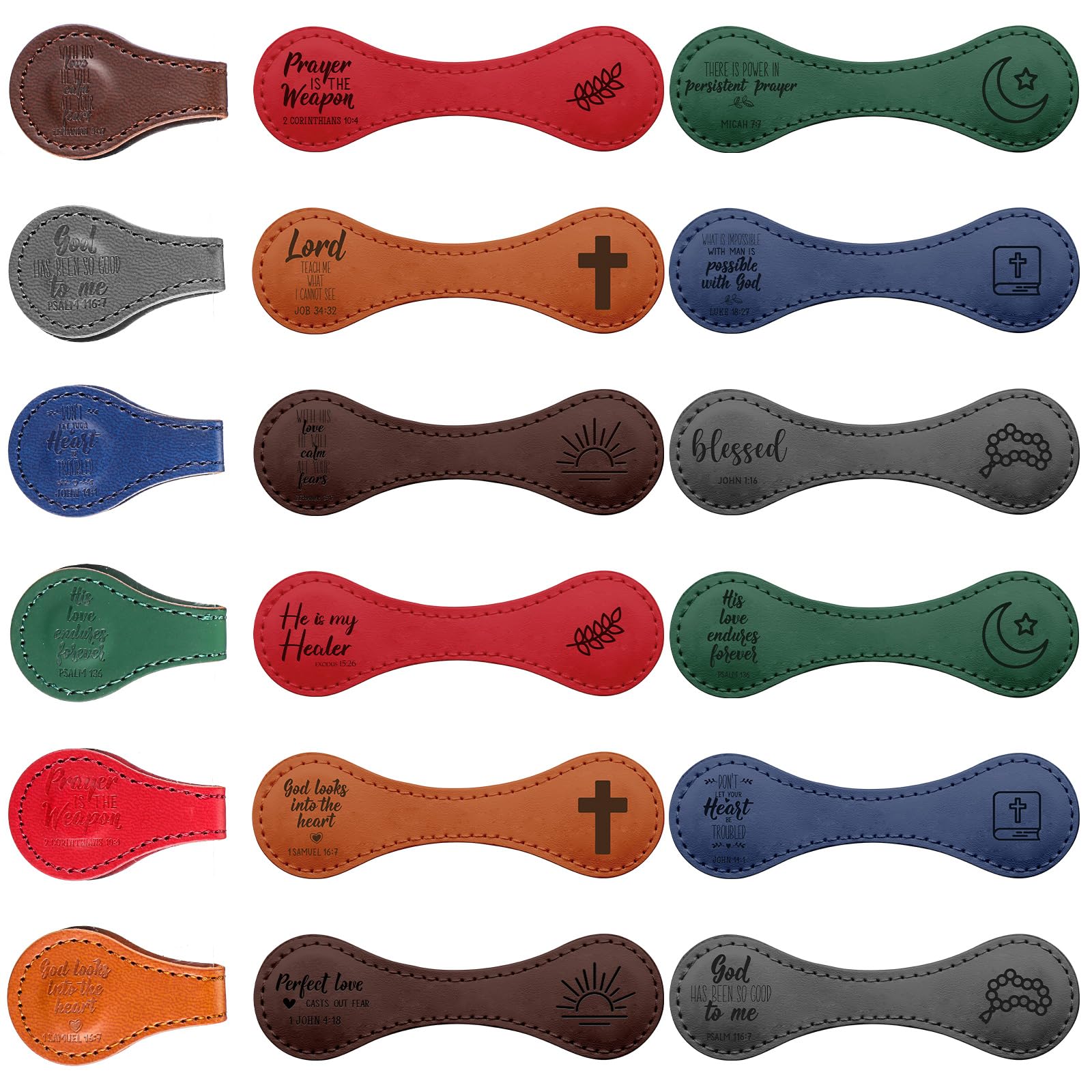 Sinload 12 Pcs Magnetic Christian Bookmarks Religious Gifts for Mothers Fathers, Leather Bible Verse Bookmarks Scripture Page Markers for Women Men