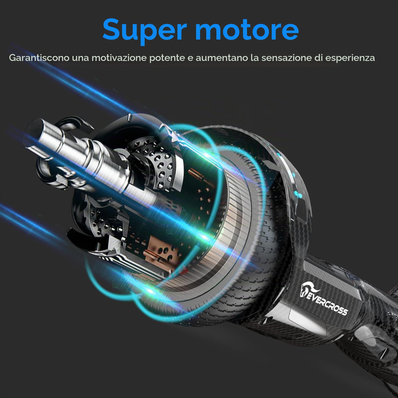 EVERCROSS Hoverboards con Sedile 6,5 Pollici, Bluetooth e Luci LED Colorate | Hover Board Go Kart per Bambini e Adulti, fino a 15 km/h e 10–15 km di Autonomia, Doppio Motore, Carico Massimo 100 kg