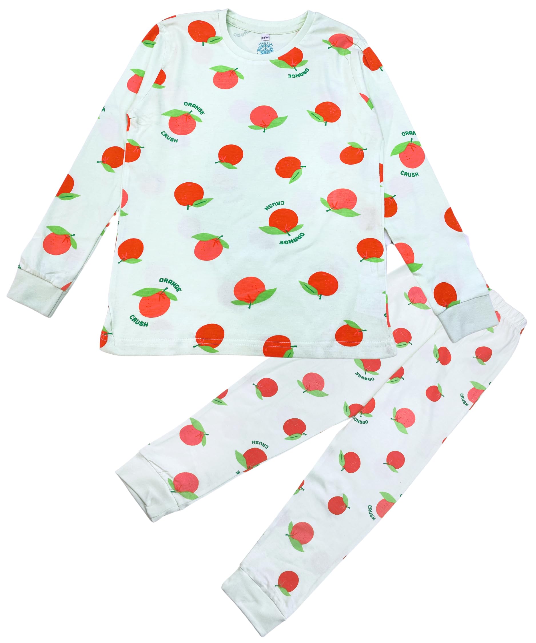 Hestia|H.Nsg.7|Kids Night Suit|Sleepwear|Night Dress Cotton|Trouser Full Sleeve Pajama Set Tshirt|Elastic Waist|Bottom Pyjama Tshirts For Boys|All Over Orange Printed|Green|2-4Yrs|Set 1,2 -4 Years - Image 8 thumbnail