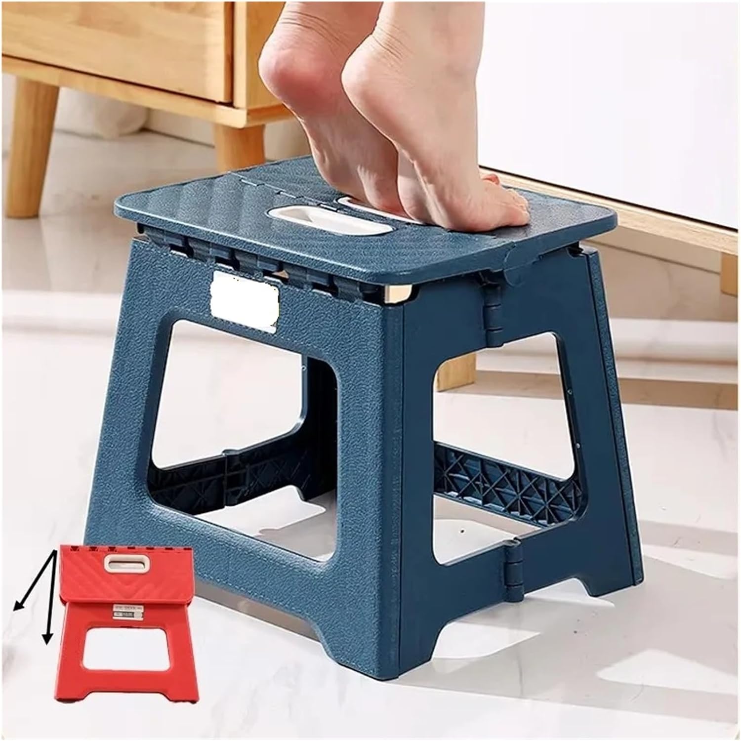 Folding Step Stool Bathroom Non-Slip Design Compact Foldable for Bedroom Kitchen Outdoor Fishing Chair(Blue)