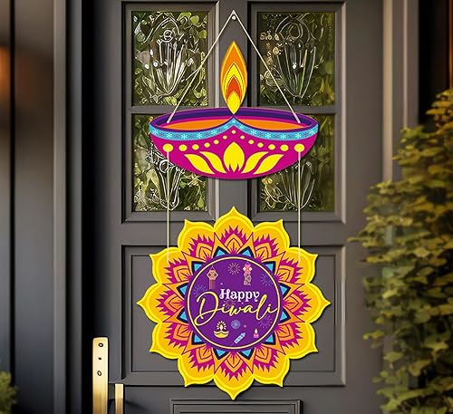 Diwali Decoraciones para el hogar Happy Diwali Banner de doble capa decoración de puerta delantera Diwali decoración Diwali decoración Diwali