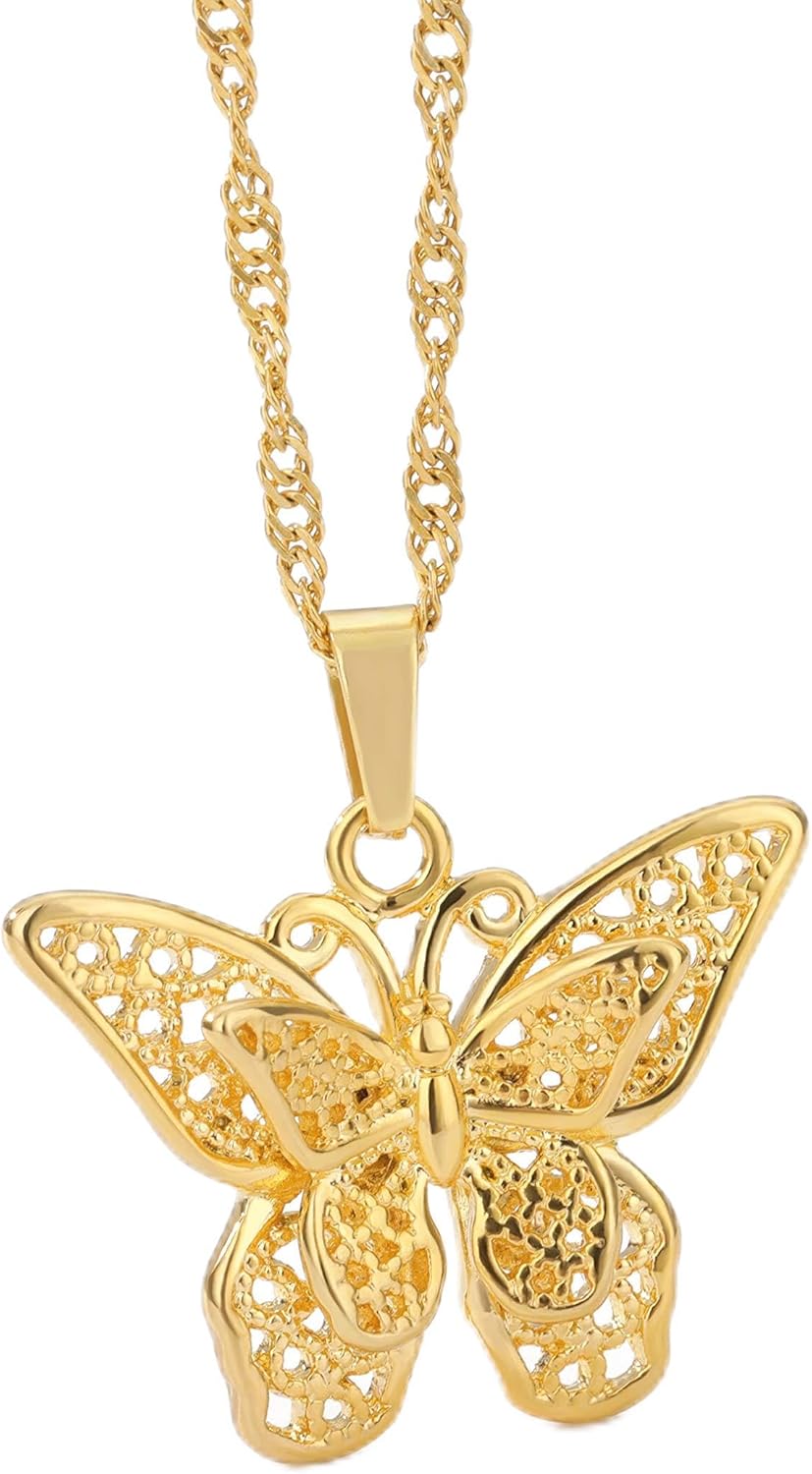 VAttract Butterfly Choker Necklace 18K Gold Plated Butterfly Necklace, 15 Inch Choker Chain, Great Present for Wife or Girlfriend