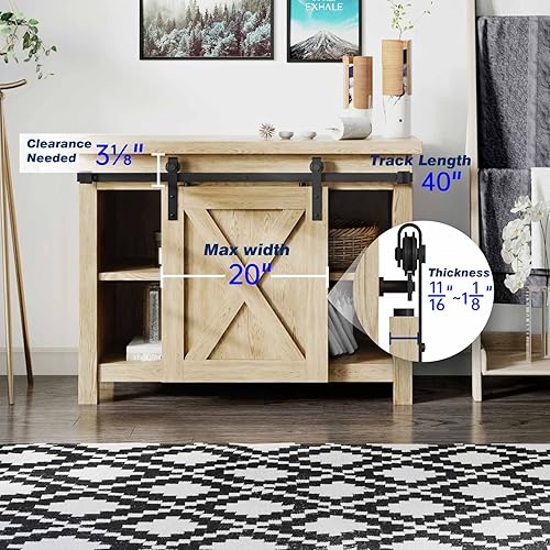 Miniatura 6 de EaseLife - Kit de riel para puerta corrediza con montaje superior, Negro