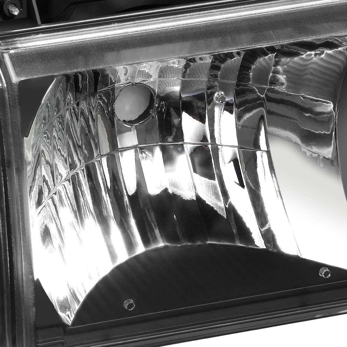 Auto Dynasty Black Houisng Amber Side Headlight Head Lamps+Tool Kit Compatible with Ford F-150 F-250 F-350 Bronco 87-91