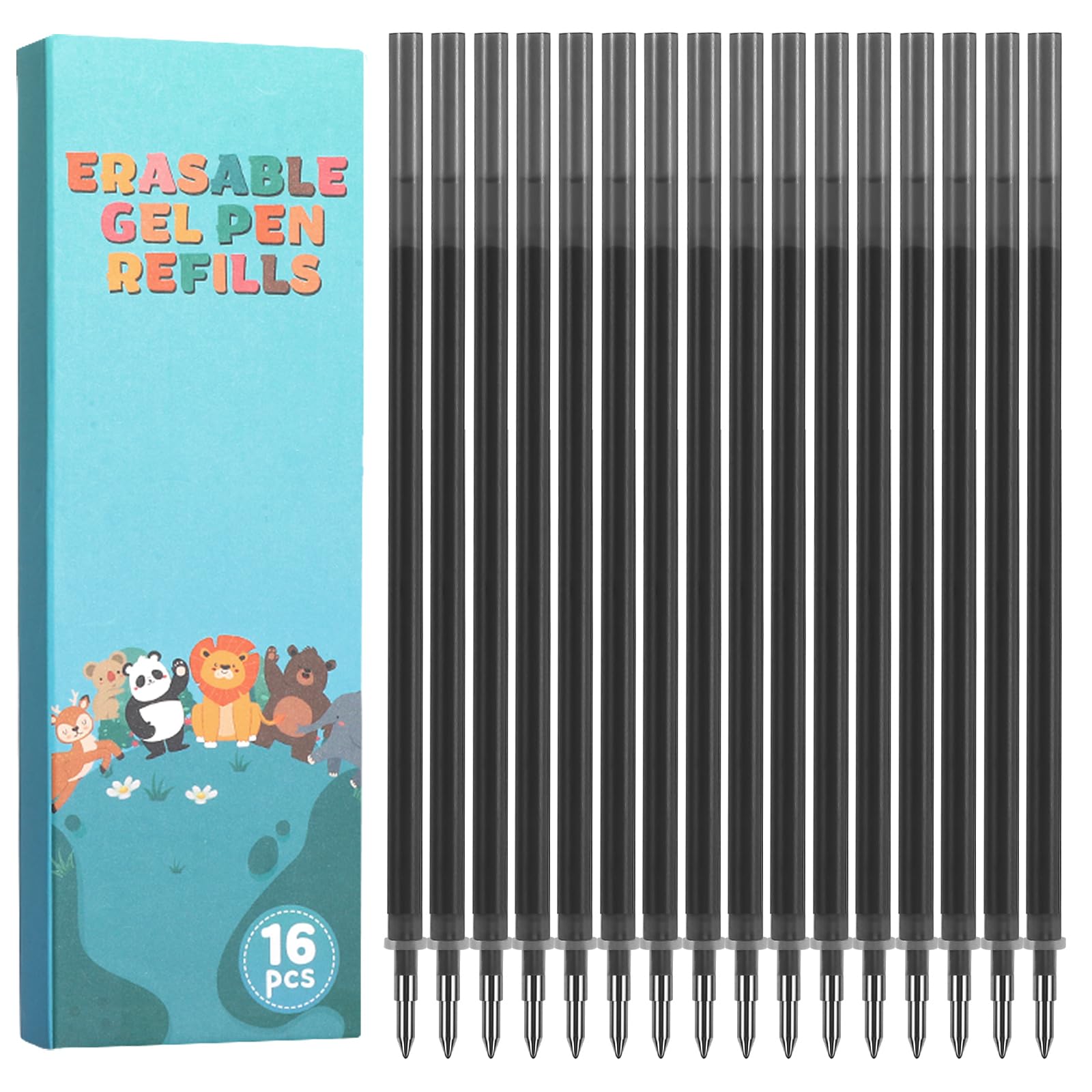 Thboxes 16 Stück Radierbare Ersatzminen 0,7 Kompatibel mit Legami Gelstifte, Dunkelgrau Nachfüllminen mit Radierbarer Tinte Tintenrollermine Gelschreibermine Radierbar, Höhe 13 cm