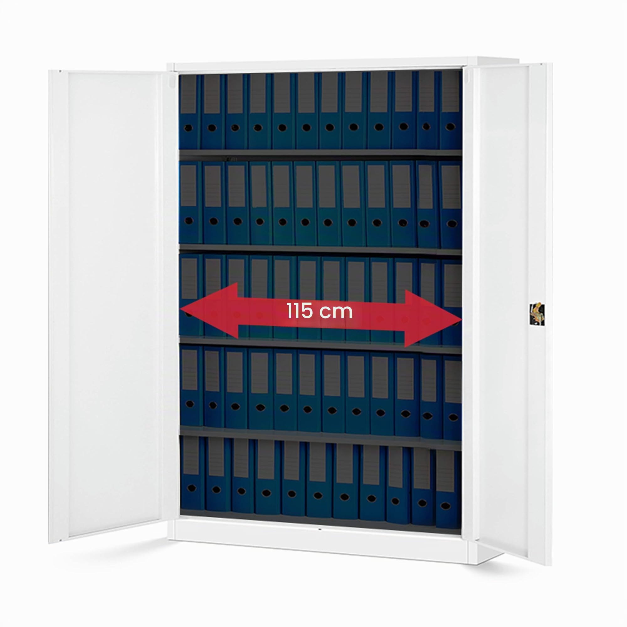 Jan Nowak Juego de 2 Armario de Oficina XXL Archivador Armario de Herramientas Metálico 4 Estantes con Recubrimiento de Polvo Se Puede Cerrar 185 cm x 115 cm x 40 cm (Blanco)