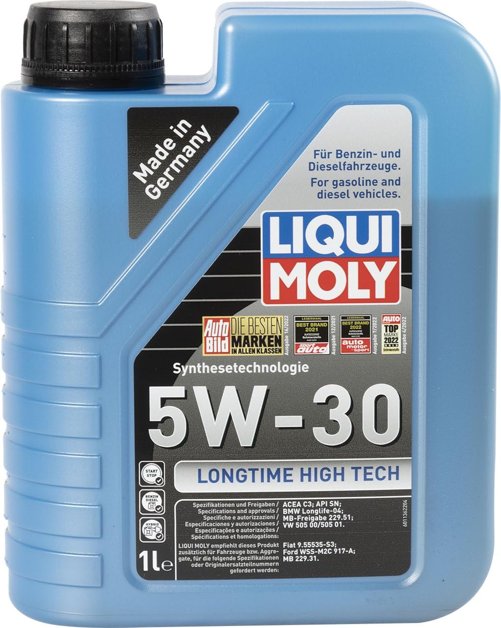 liqui moly longtime high tech 5w-30 acea c3,api sn fully synthetic engine oil (1 l)