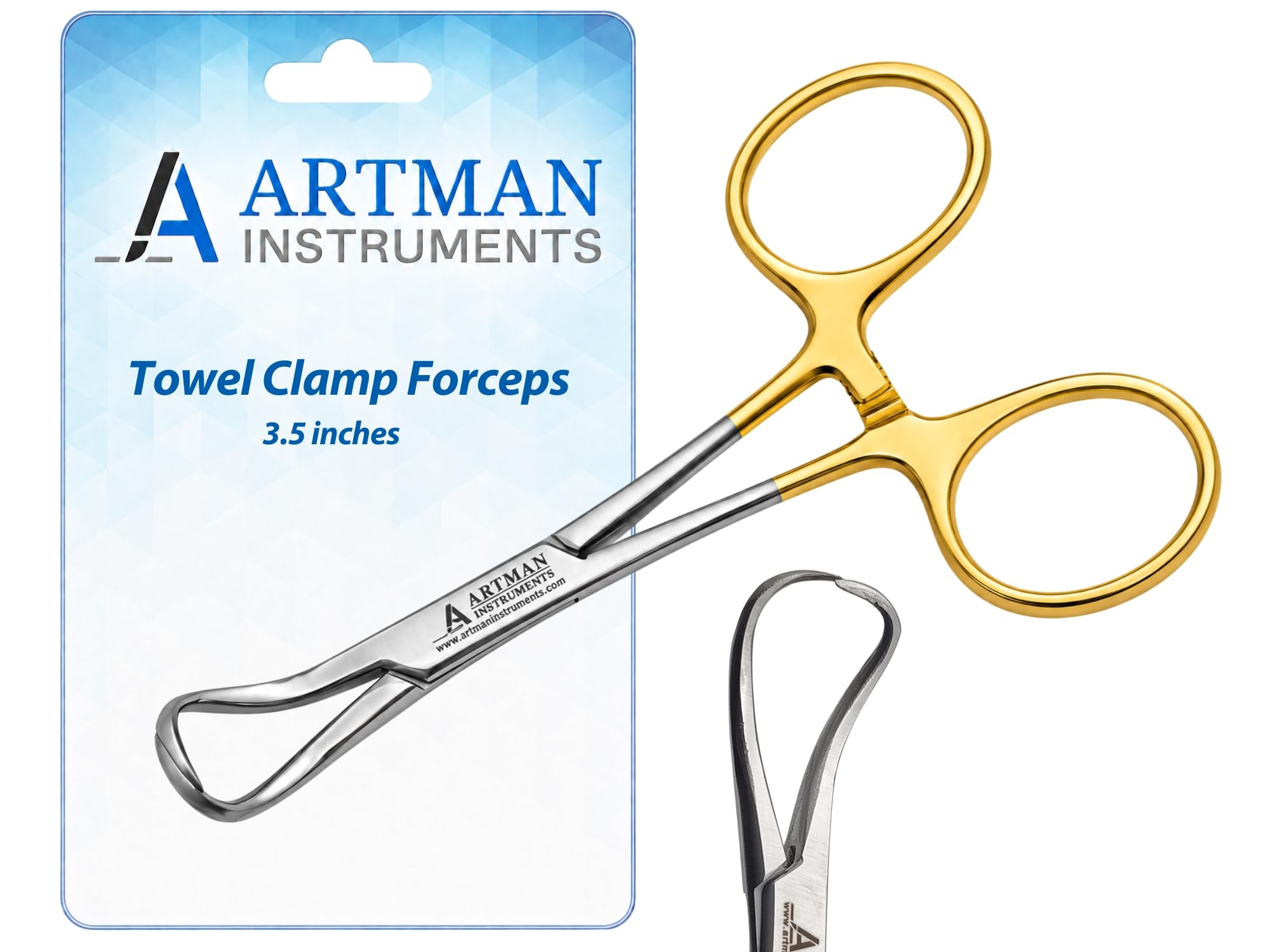 Towel Clamp Backhaus Forceps Gold Plated 3.5" Medical Surgical Instrument ARTMAN (1)