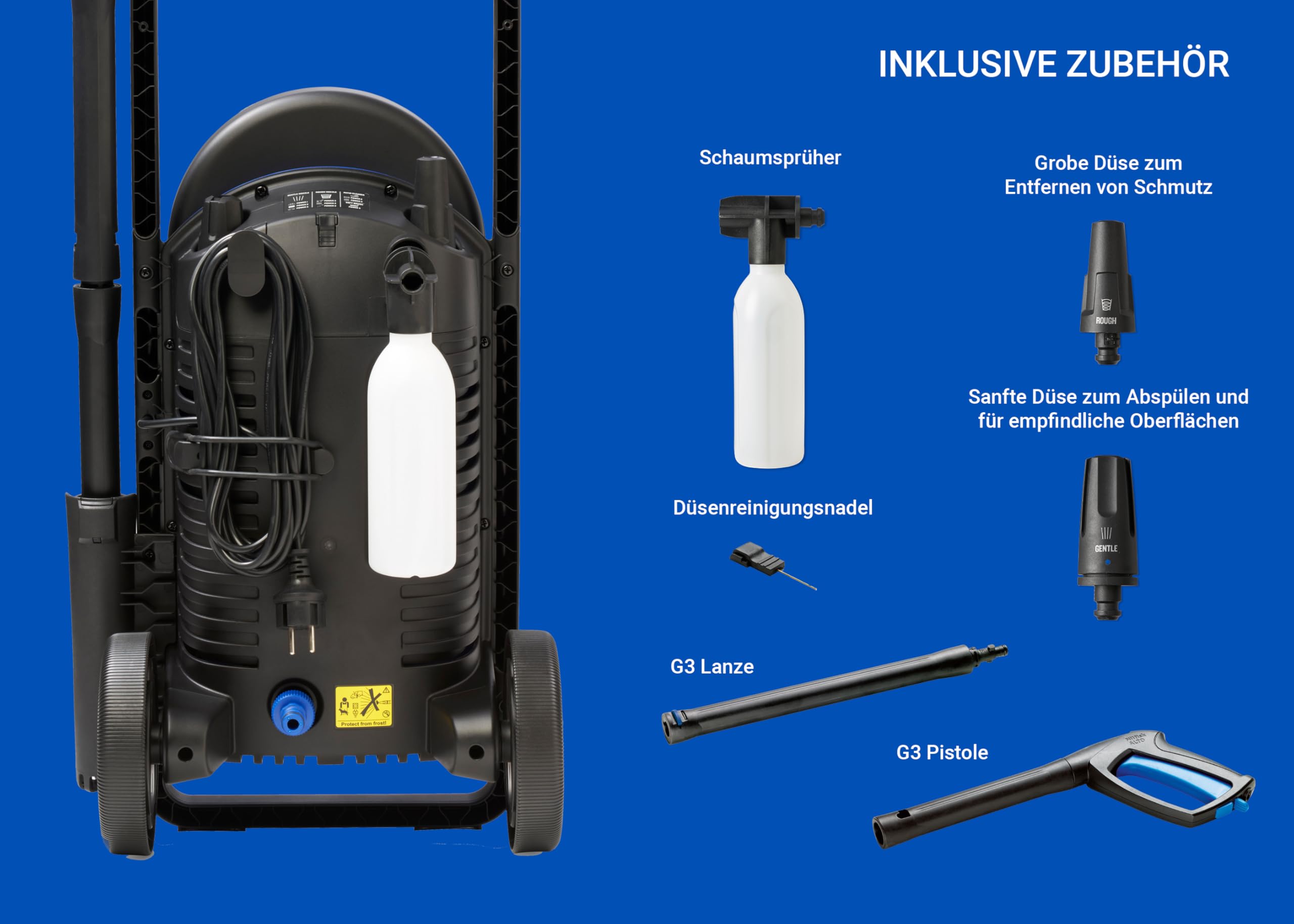 Nilfisk Hochdruckreiniger Core 125 Bar Druck - Mini Pressure Washer Für Terrassen, Werkstätten und Autos (1400 W)