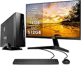 Computador Slim Completo Intel Core i7 16GB SSD 512GB Monitor 19' 4 Núcleos Super Turbo Pc Hdmi Teclado e Mouse Strong Tech