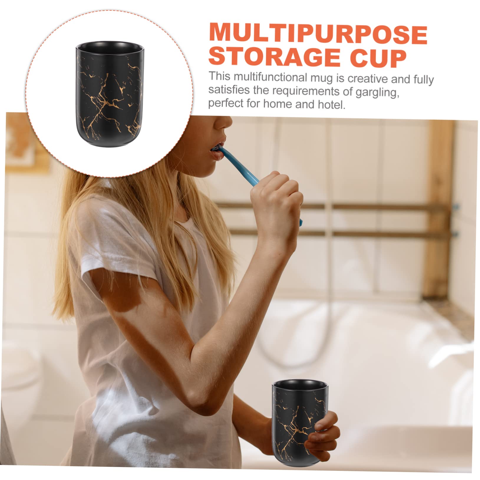 CANIGHT Portable Marble Pattern Toothbrush Cup Practical Water Mug for Travel Home Use Stylish Bathroom Accessory for Mouthwash and Toothbrush Storage