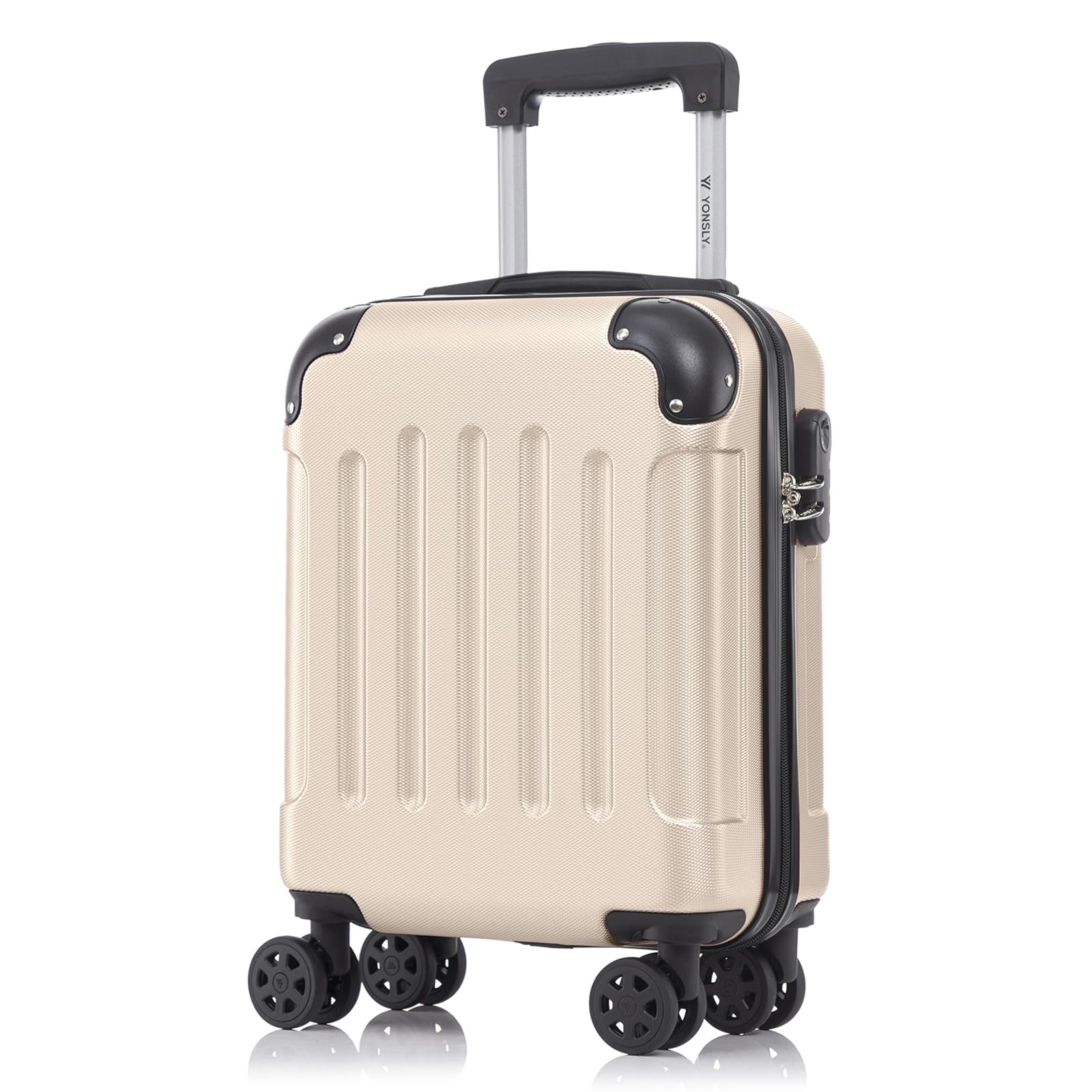 YONSLY Trolley Reisekoffer Set, Koffer Suitcase, Rollkoffer Handgepäck Hartschalenreisekoffer mit Zahlenschloss, 4 Rollen 360°, Weicher Gummigriff