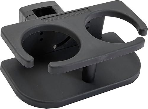 Extreme Max 3005.5695 Taza ajustable de 2 bebidas y soporte para latas para rieles de pontón cuadrados horizontales y verticales - Negro