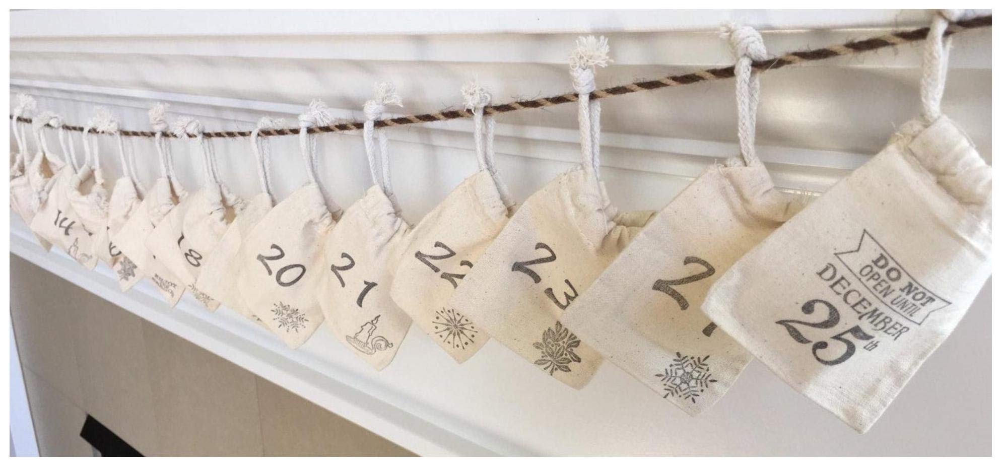 Amazon.com: Advent Calendar Rustic Farmhouse Christmas Countdown Fireplace  Decor 25 Days : Home & Kitchen