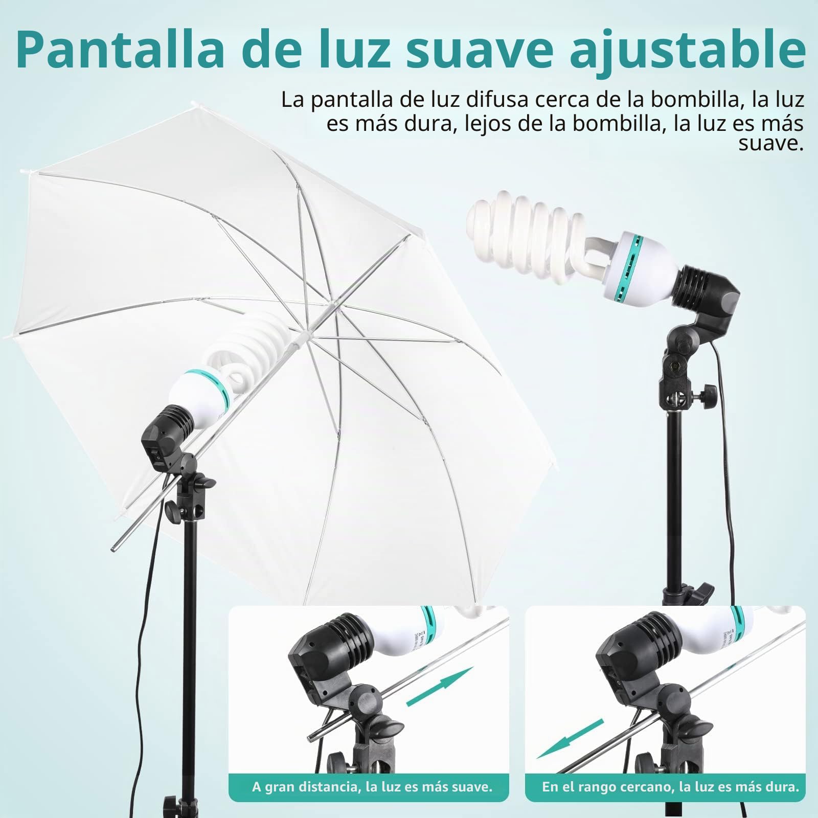 FGen,2X135W and 2X85W LED(Luz Monocroma) Kit de Softbox para Estudio Fotográfico,Algodón 2.6mx3m,2x50x70cm Iluminación Fotografía, Sombrillas, Saco de Arena y Kit Fotografia Estudio
