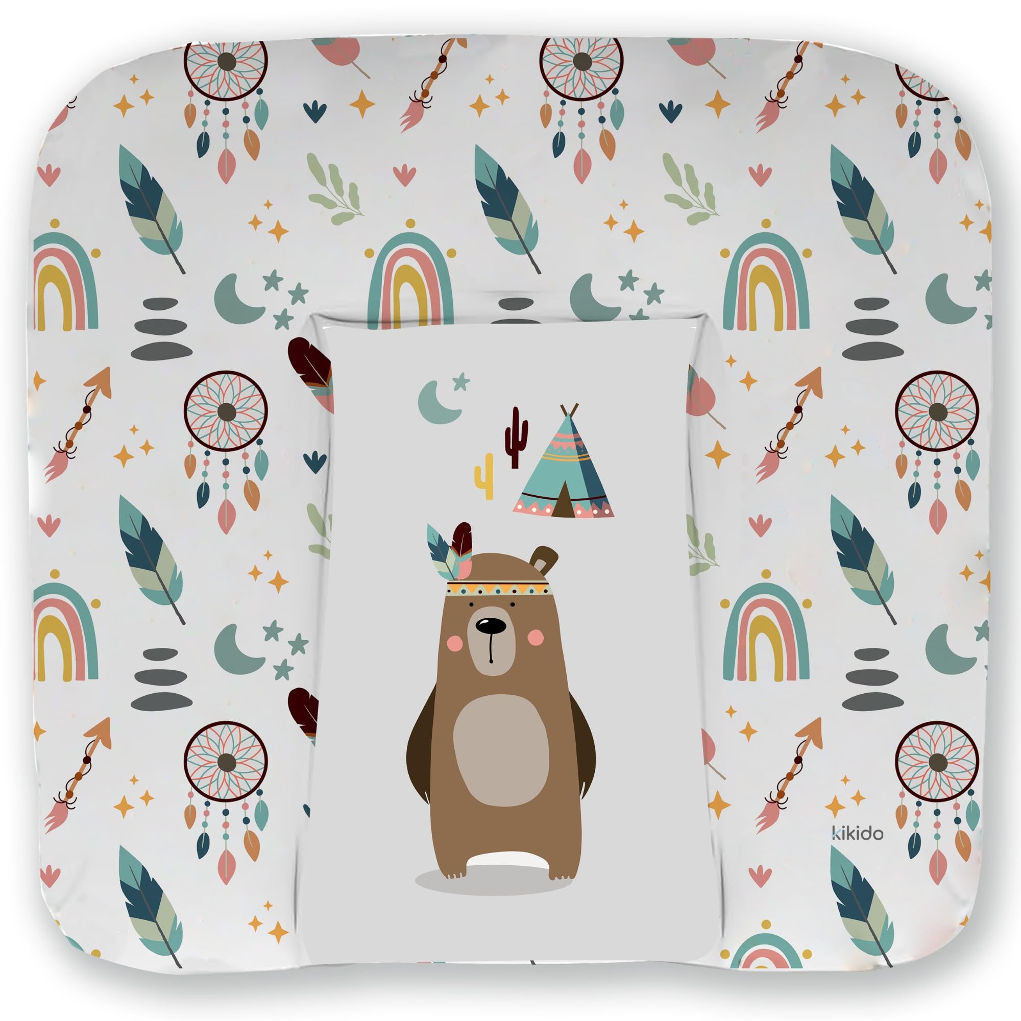 Kikido Materassino Fasciatoio 70x75 - Teddy - Cuscino Fasciatoio Lavabile per Cambio Pannolino - Materasso Fasciatoio Neonato per Cassettiera 75x70 - Universale e Impermeabile