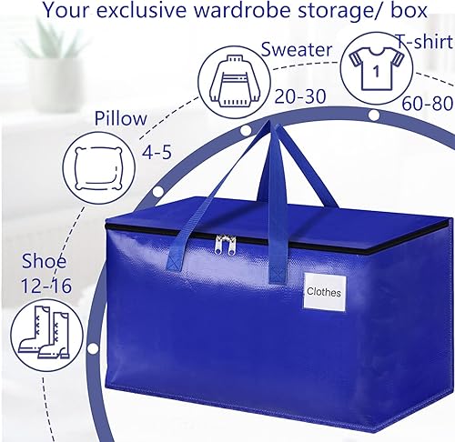 Miniatura 4 de Bolsas de mudanza, bolsas de mudanza resistentes, bolsas de mudanza extra grandes con cremalleras y asas de transporte, bolsa de almacenamiento para
