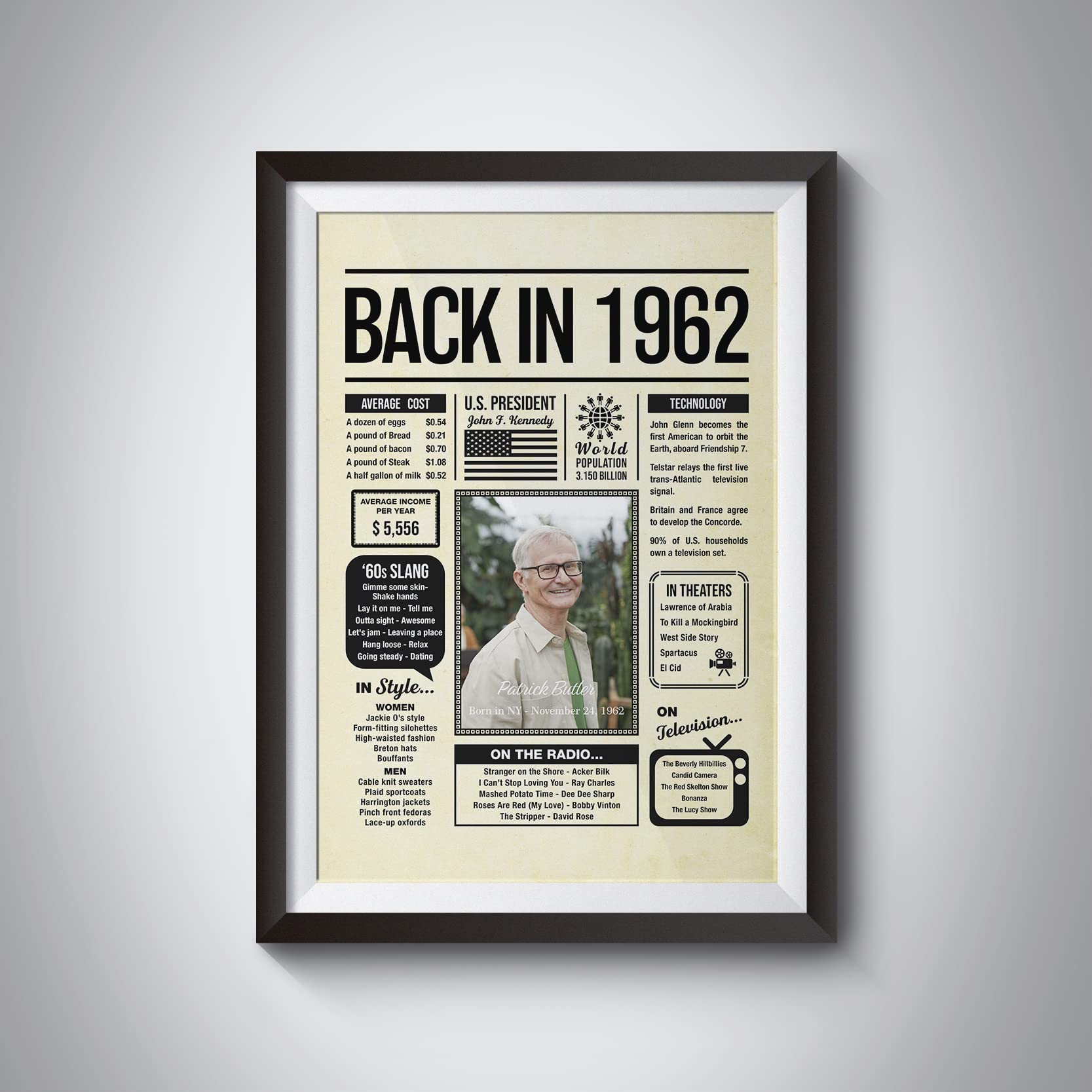 Amazon.com: Personalized 63 year old birthday gifts - Back in 1962