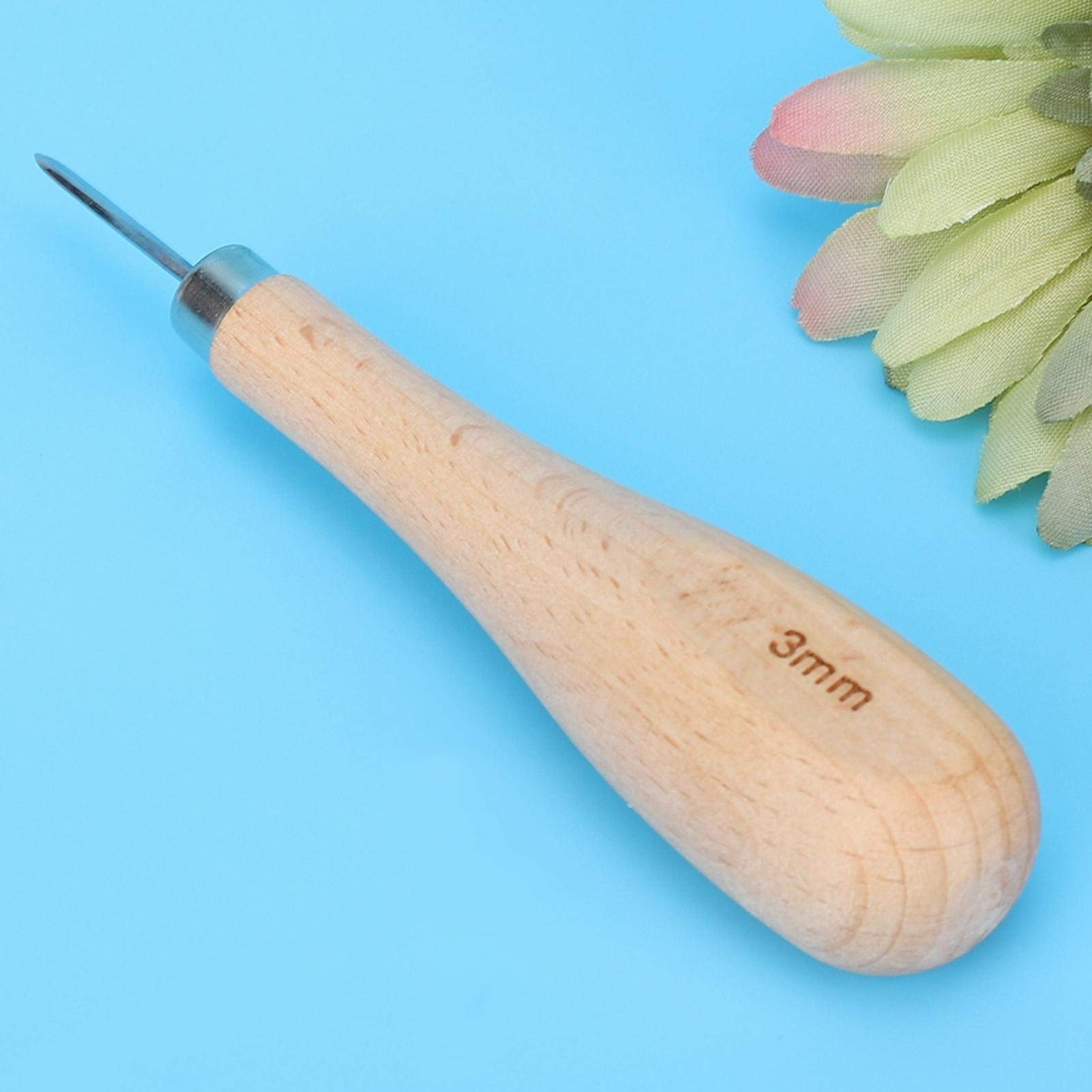 Punteruolo Per Pelle In Acciaio - Con Manico In Faggio, Per Lavorazione Cuoio E Riparazioni, 3mm - Foto 8