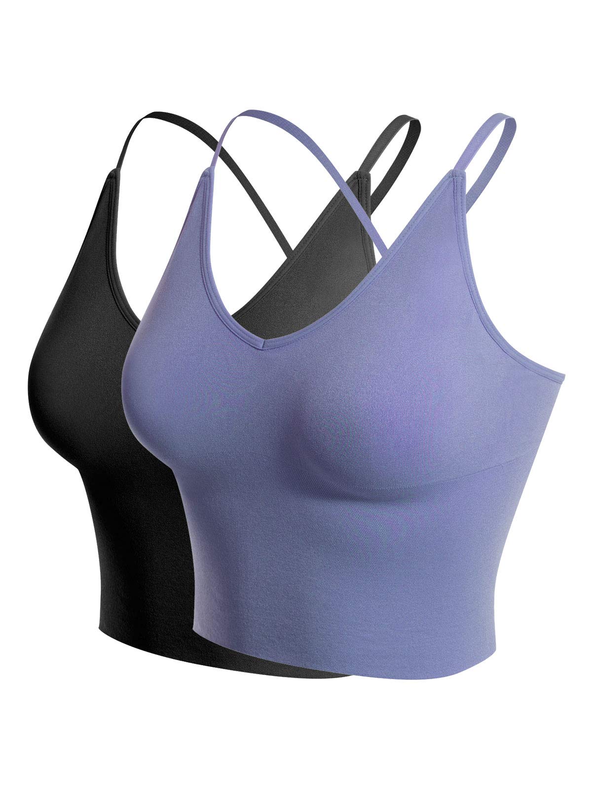 Design by Olivia Women's Padded Sports Bra Longline Workout Crop Top