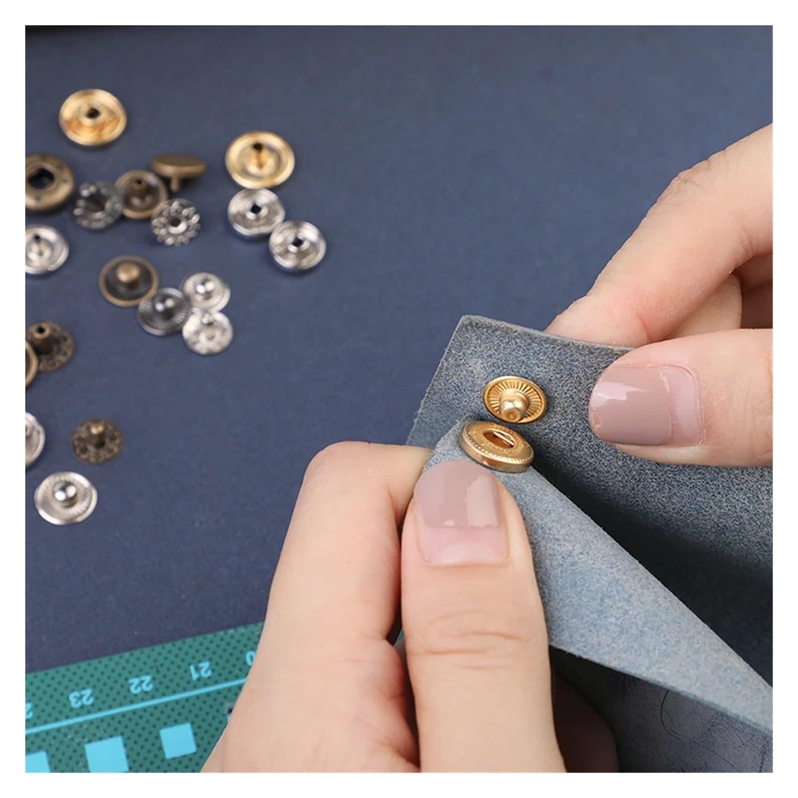 Juego de 50 Sujetadores artesanales de Cuero y Metal con Hebilla a presión Cuatro en Uno, Botones de presión for botón de Ropa con Herramientas de instalación(Type3)