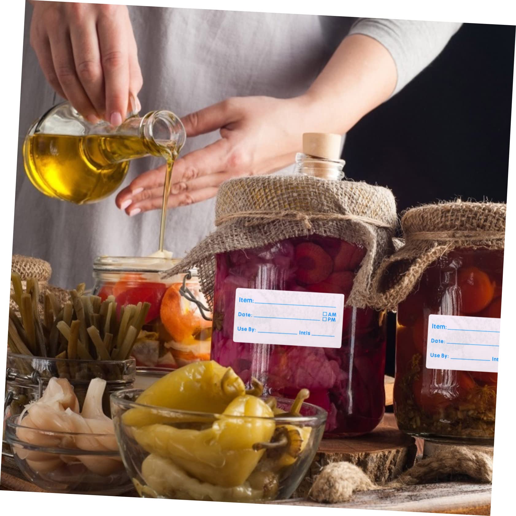 SHINEOFI 10rollos Etiquetas Adhesivas Para Alimentos Autoadhesivas y Escritos Para Conservación Cocina Etiquetado De Frascos y Almacenamiento