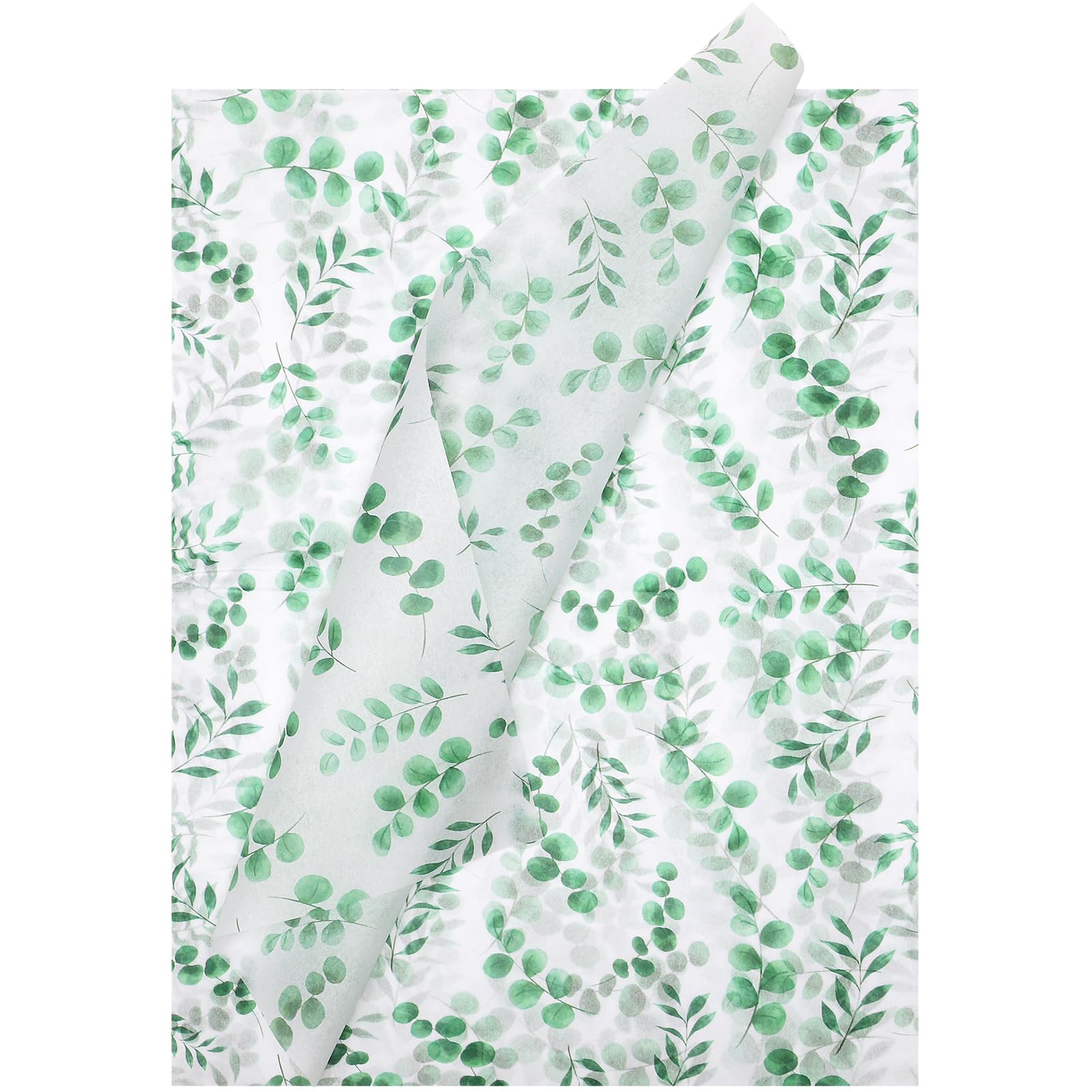 woric 50 Sheets Leaf Tissue Paper, 50 * 35cm Eucalyptus Printed Wrapping Paper Gift Wrapping Tissue for Spring Party Birthday Wedding Festival Decoration DIY