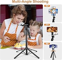 Vista 4 de Palo selfie de 70 pulgadas con trípode para teléfono recargable con control remoto, soporte de trípode para celular portátil extensible 3 en 1