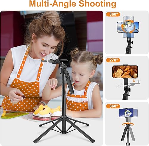 Miniatura 4 de Palo selfie de 70 pulgadas con trípode para teléfono recargable con control remoto, soporte de trípode para celular portátil extensible 3 en 1