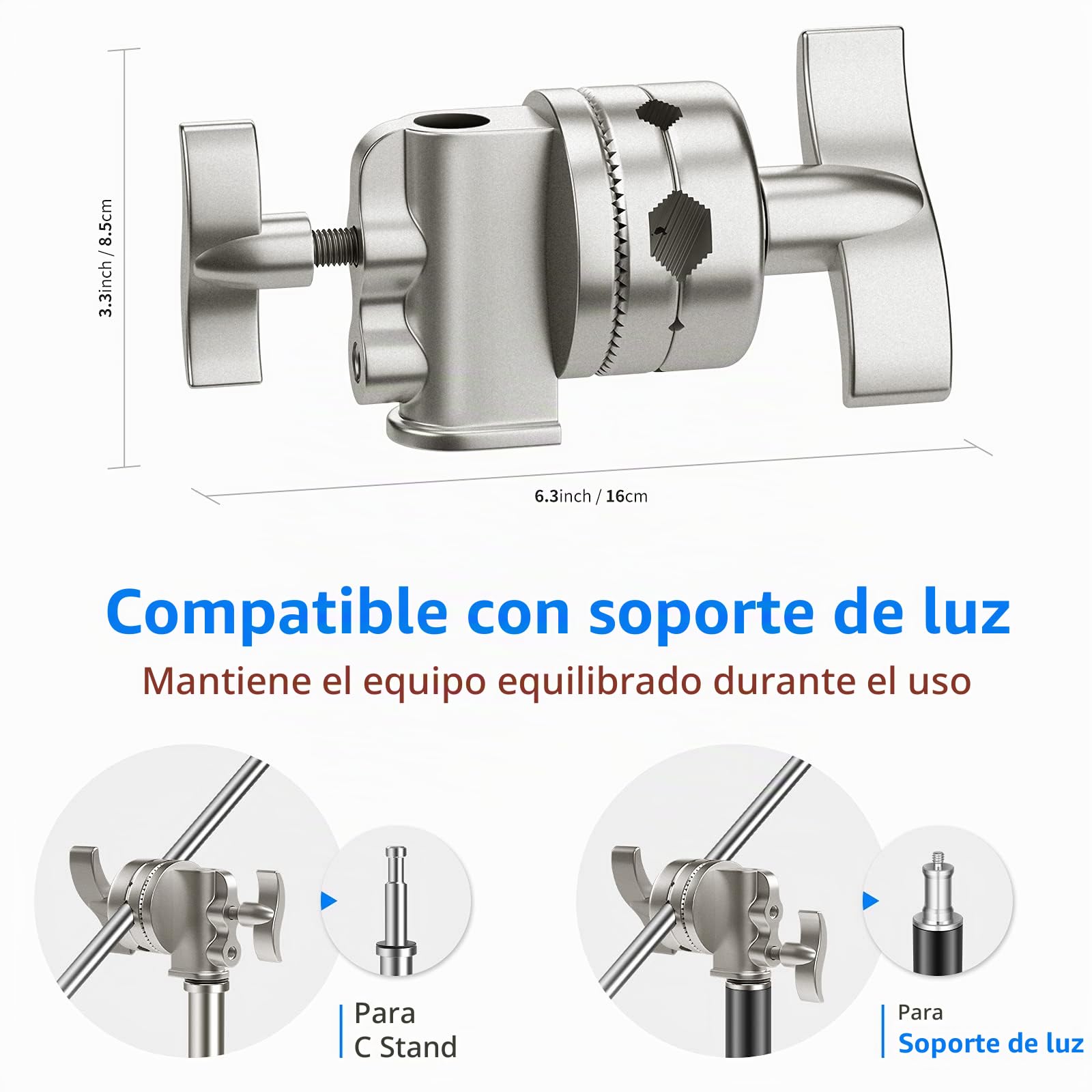 NEEWER Extension Grip Brazo Boom Brazo con 2 Piezas Cabezales de Agarre - 101,6 Centímetros Construcción de Aleación de Aluminio para Soporte de Luz