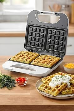 Kiwi Ksm-2405W Waffle Makinesi | Yapışmaz Plaka & Otomatik Kapanma & Dikey Saklama Beyaz
