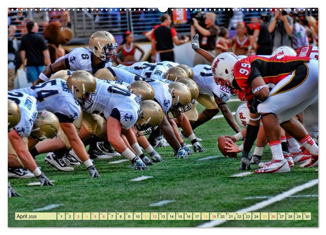 American Football - athletisch und riskant (Wandkalender 2026 DIN A2 quer), CALVENDO Monatskalender: American Football - gefährlicher Teamsport. (CALVENDO Sport)