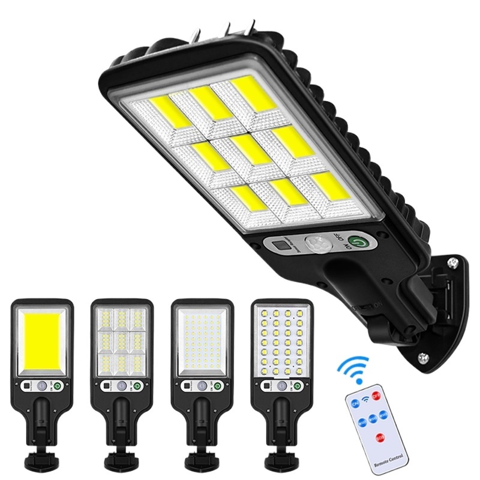 Solarne lampy uliczne, zewnętrzna lampa solarna z 3 trybami światła, wodoodporny czujnik ruchu, oświetlenie bezpieczeństwa do ogrodu, na patio, ścieżkę, podwórko (616-4, 1 szt.)