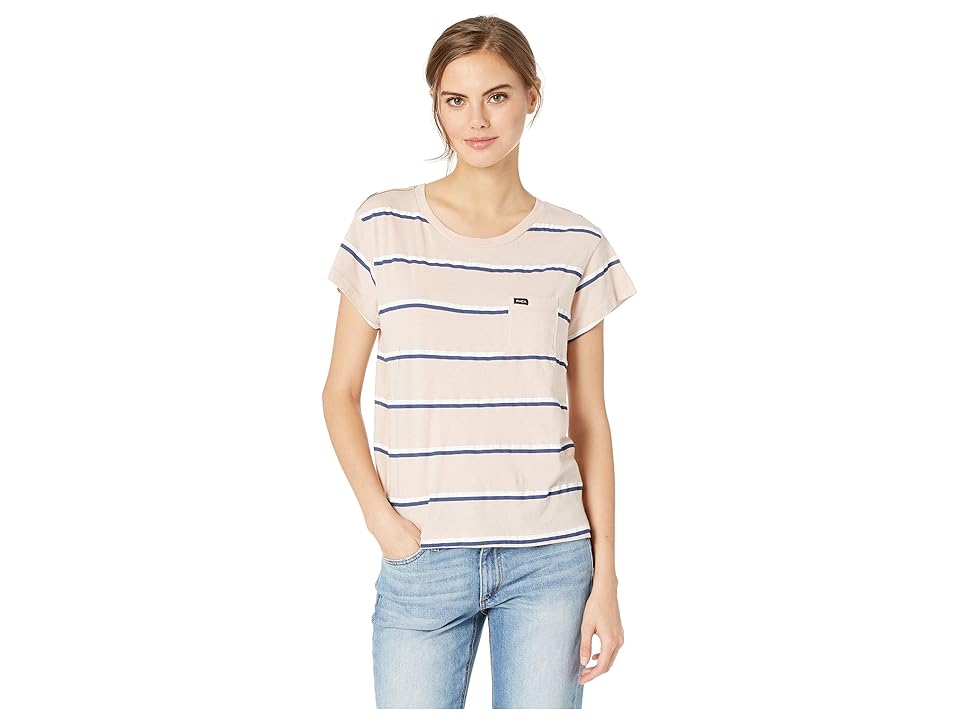 

RVCA Big Stripe Short Sleeve Tee (Tea Rose) Women's T Shirt