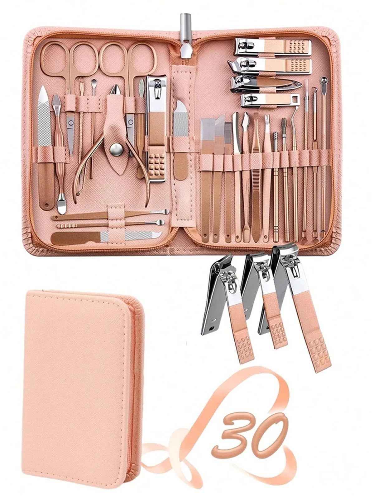 Juego de cortaúñas for manicura y pedicura for mujer, herramientas profesionales for el cuidado personal.(30 piece set-B)