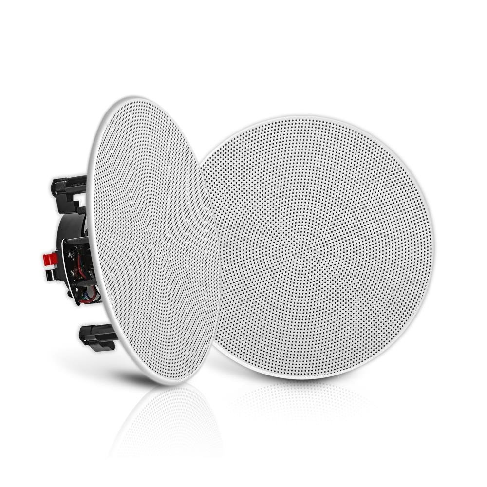Pyle Coppia 5.25 "Montaggio a incasso In-parete In-soffitto Sistema di altoparlanti a 2 vie Caricato a molla Collegamenti rapidi Cambiabile Rotondo/Quadrato Grill Stereo Sound Polipropilene Cono