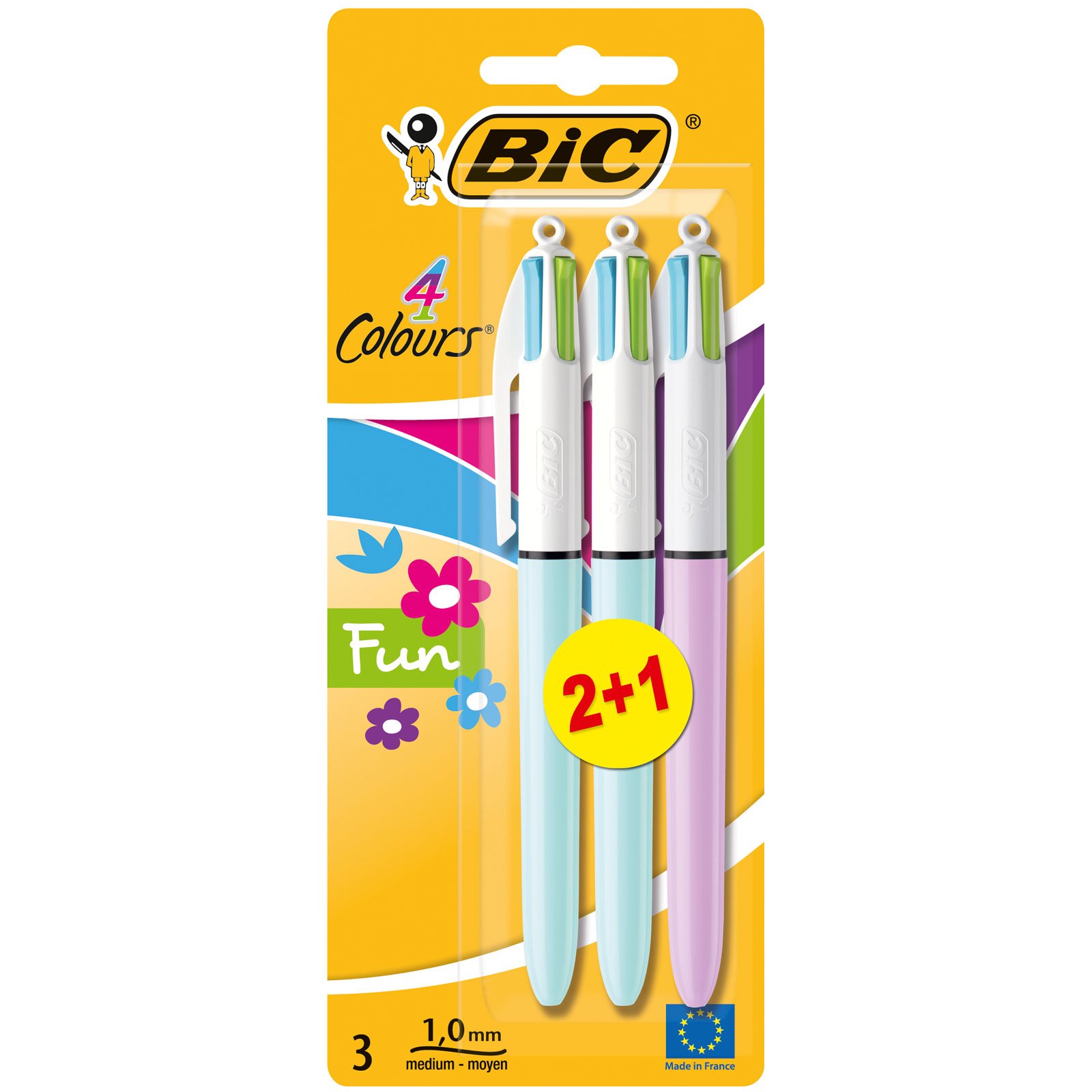 BiC - Bolígrafo de 4 colores (3 unidades)