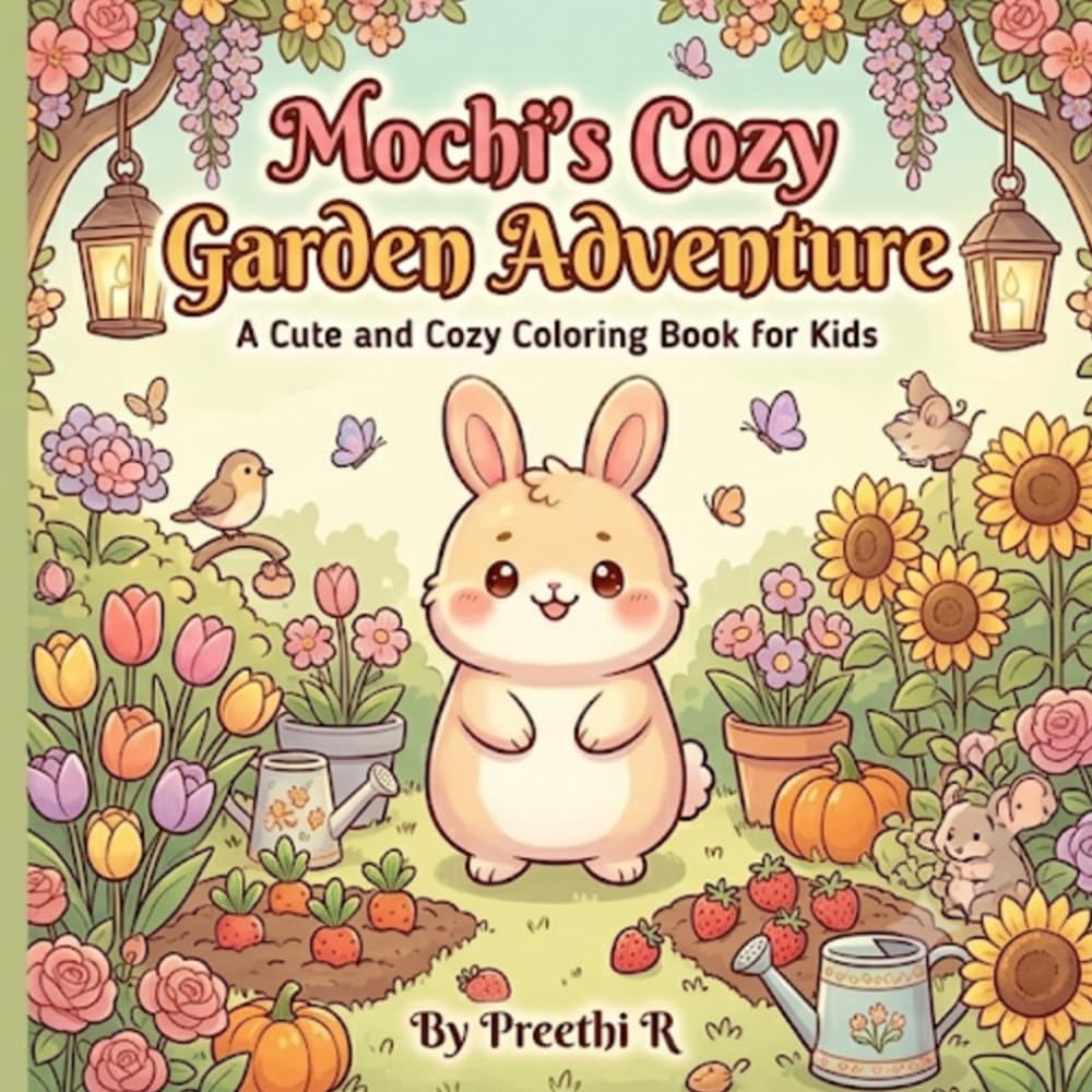 Mochi's Cozy Garden Adventure: A Cute and Cozy Coloring Book for Kids Featuring Flowers, Butterflies, Garden Friends, and Magical Bunny Adventures (Mochi's Cozy Adventures)