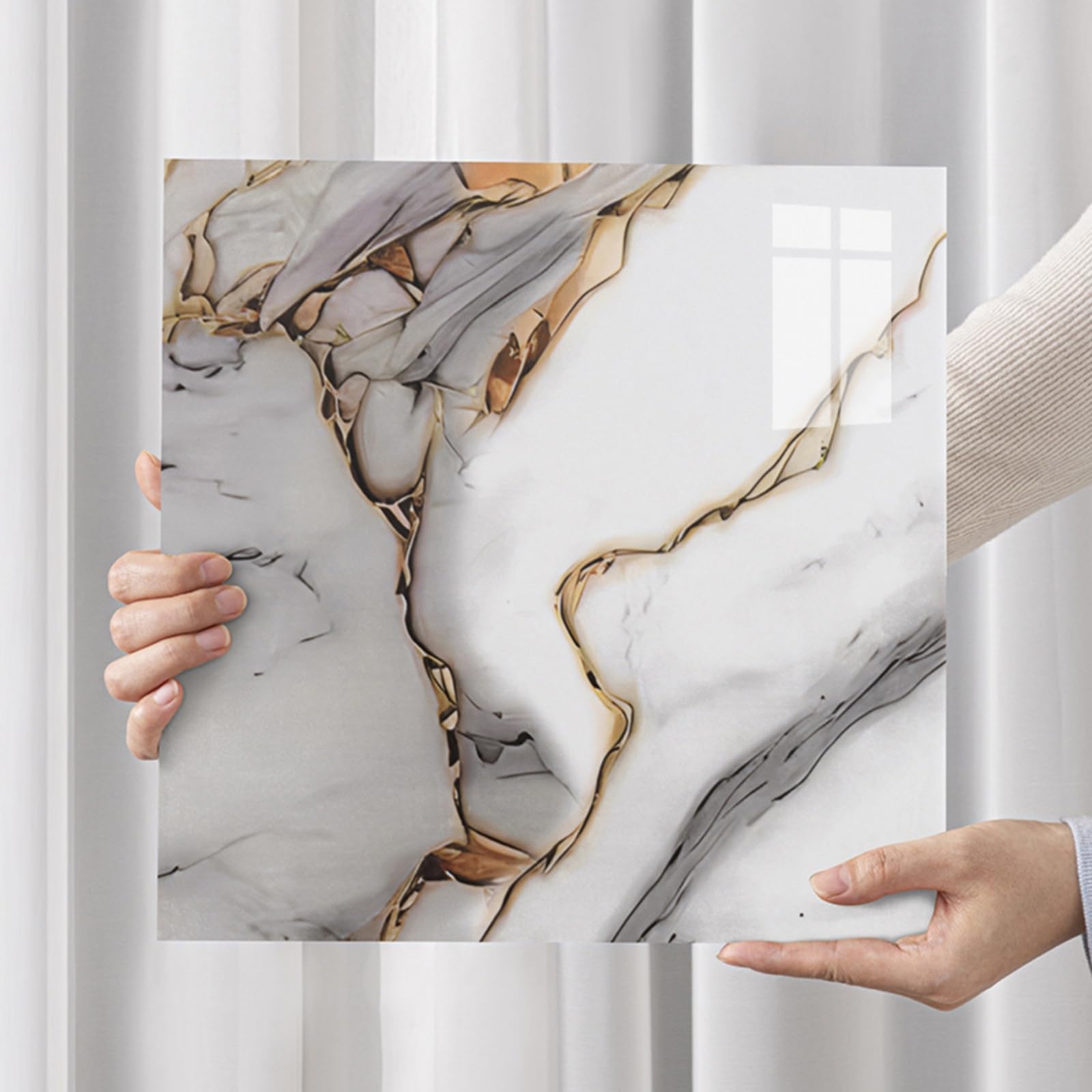 30x30cm 3D Marble Wall Stickers, 2.5mm Thick XPE Foam Self-Adhesive Panels, Waterproof Peel and Stick Tile for Kitchen Bathroom Bedroom (20pcs-30x30cm,1129)