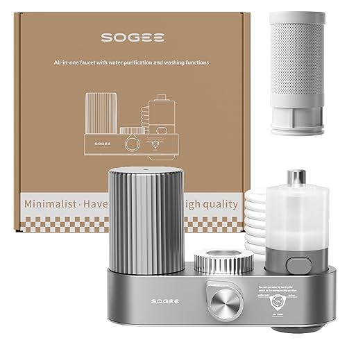 Filtro de agua para grifo de fregadero, filtro de agua 4 en 1 con filtracióncrudoreforzadormodo de limpieza, NSF42 reduce el cloro y los olores,