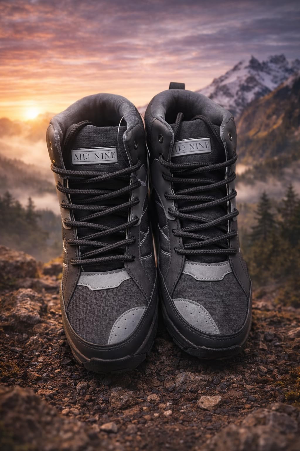 AIR NINE Men’s High-Ankle Hiking & Trekking Shoes Black, Article Bolt (UK Footwear Size System, Adult, Men, Numeric, Medium, 9) 4