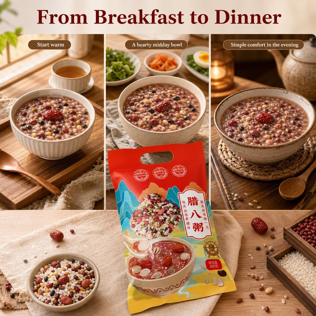 Mezcla De Gachas Cereales Mixtas 500 G: Ingredientes Laba Congee Con Dátiles Rojos, Sin Aditivos, Nutritivos For Uso Doméstico Y Comercial(500g*5)
