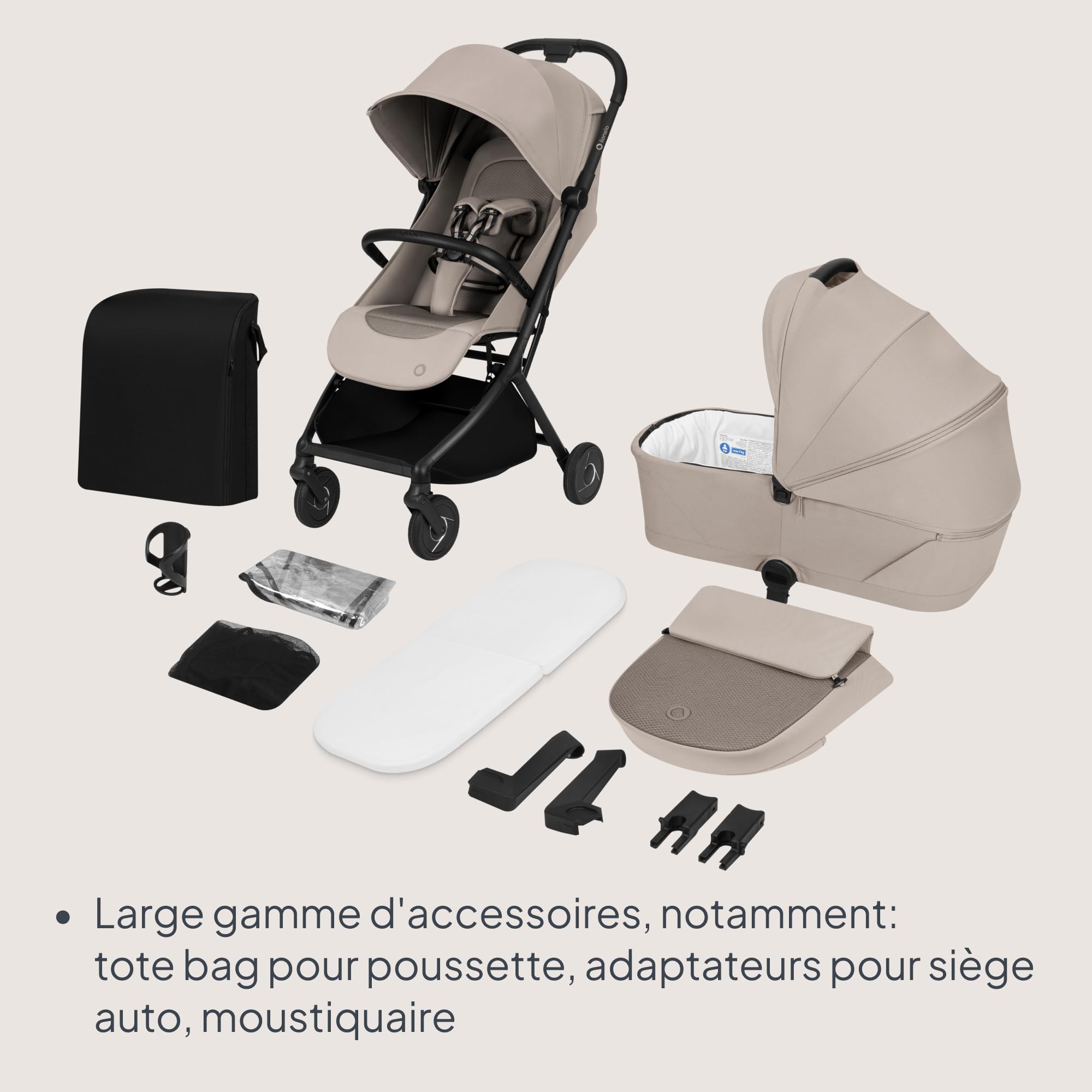 Lionelo Sia Flex Poussette 2 en 1 (0-4 ans, 0-22 kg), nacelle pliable, chaise de promenade, ultra légère, compacte urbaine, pliée à une main, UPF50+, ventilation 3D, boucle magnétique