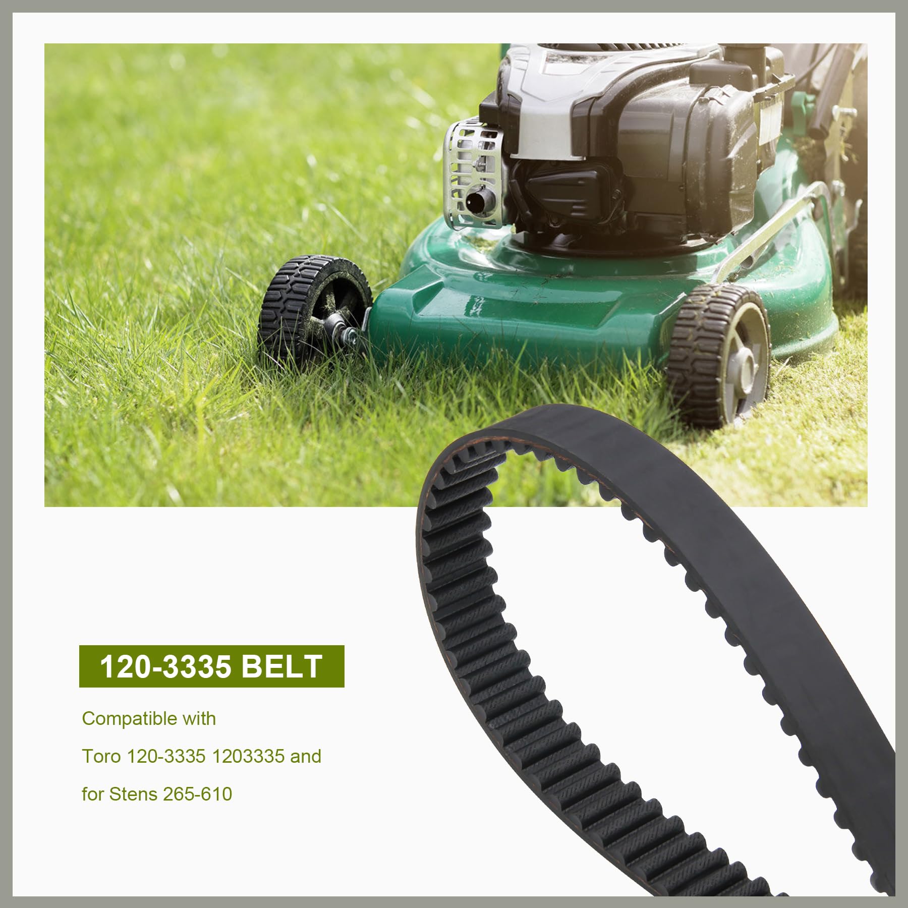 120-3335 - Correa síncrona de repuesto para cortacésped de 44 x 3/4 pulgadas para Toro Timemaster Exmark con cubierta de 30 pulgadas reemplaza 1203335 STENS 265-610 para 20199 20200 20975