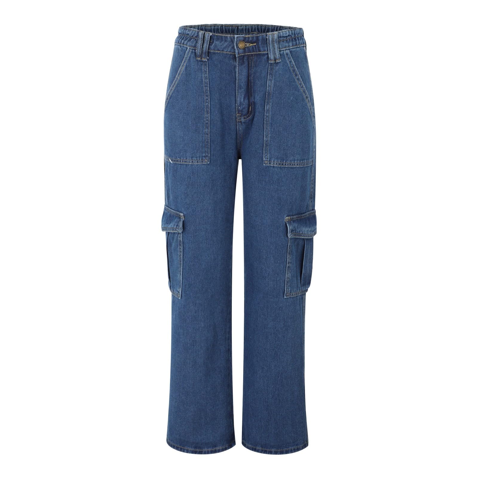 Jean ample pour femme - Coupe large - Décontracté, bleu foncé, L