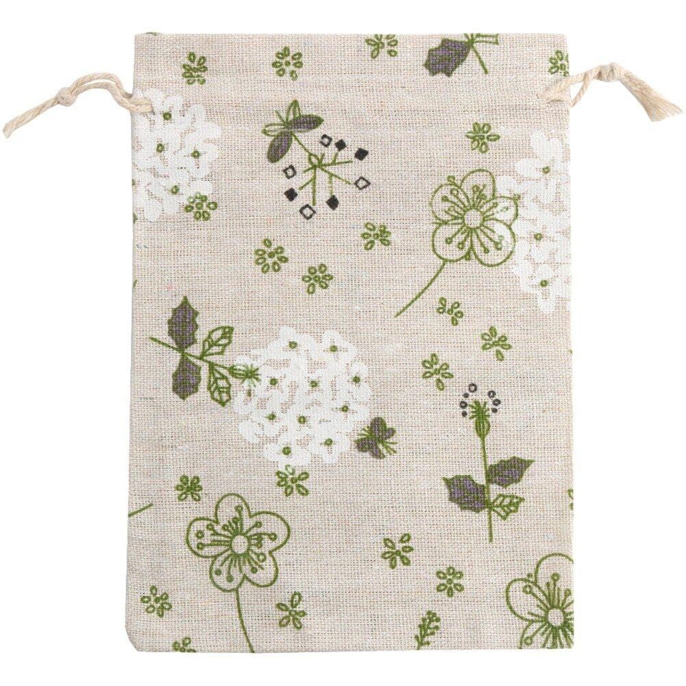Fituenly Style2 50Pcs Flower Leaf Printed Drawstring Bags Cotton Cloth Storage Bags Floral Burlap Gift Bags Jewelry Organizer