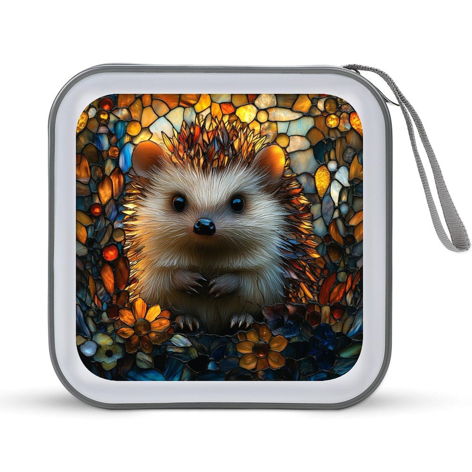 Stained Glass Hedgehog CD Case DVD Storage Case Portable