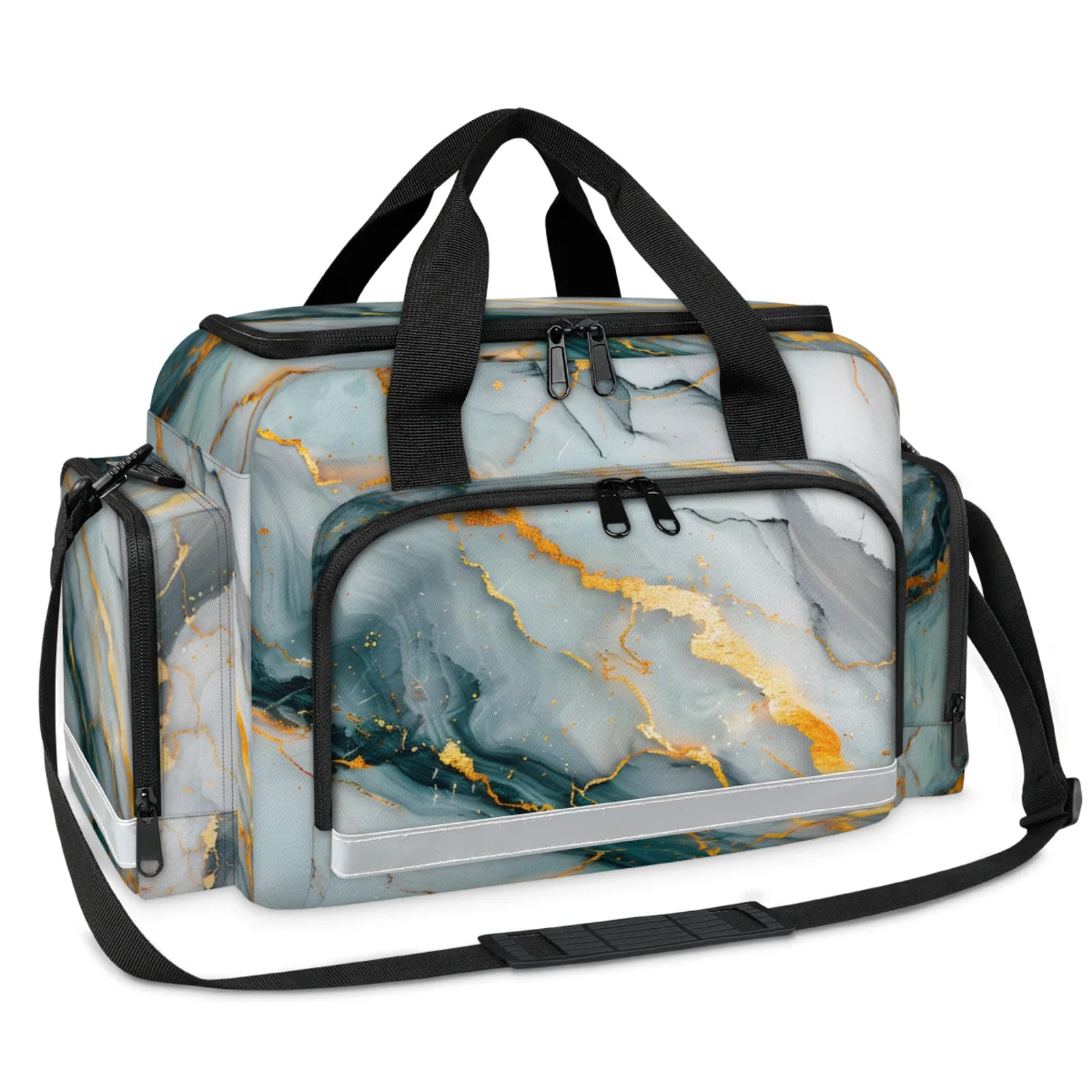 GzLeyigou First Aid Bags Empty, Indigo Gold Marble Emergency Bag First Aid Kit Multiple Compartment Kit Carrier On Call Trauma Bag For Paramedics Emergency Medical Supplies Kit