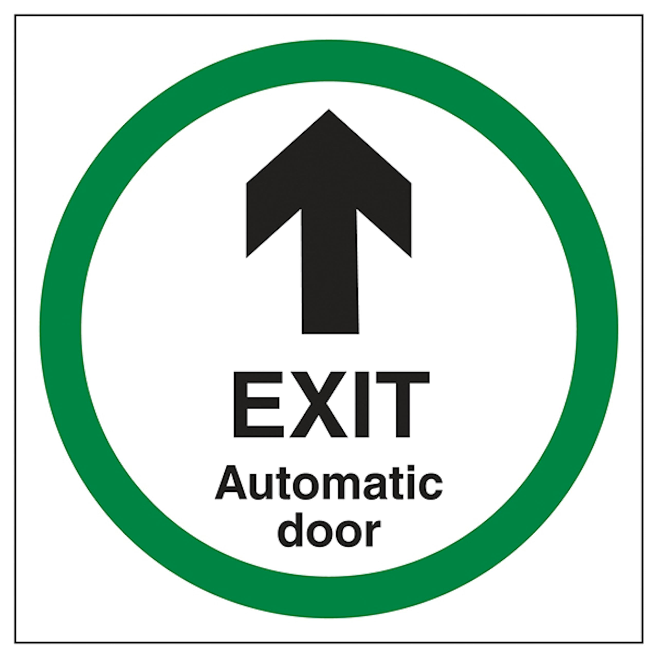 V Safety Exit - Automatic Door 150 x 150 mm - Self Adhesive Vinyl - Aluminium Effect Safety Sign